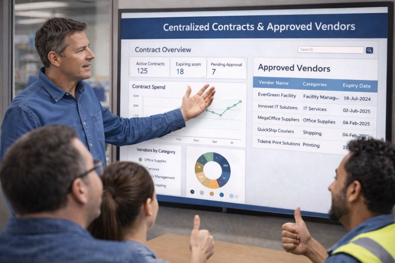 Centralized contract management dashboard on a computer screen